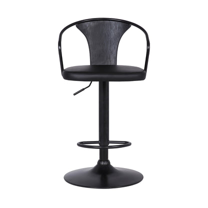 24" Black Iron Swivel Low Back Adjustable Height Bar Chair