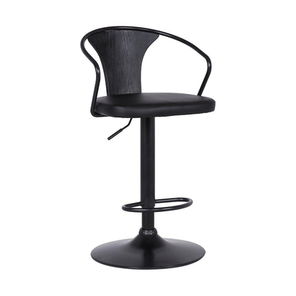 24" Black Iron Swivel Low Back Adjustable Height Bar Chair