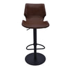 21" Coffee And Black Faux Leather And Iron Swivel Low Back Adjustable Height Bar Chair