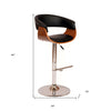 24" Black And Brown Faux Leather And Solid Wood Swivel Low Back Adjustable Height Bar Chair