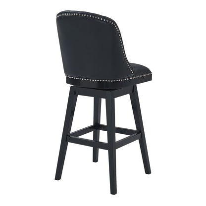 27" Black Solid Wood Swivel Counter Height Bar Chair