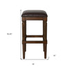 31" Brown And Dark Brown Solid Wood Backless Bar Height Bar Chair