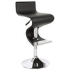 Black And Silver Faux Leather And Metal Low Back Adjustable Height Bar Chair