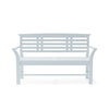 Front view of Sakura bench showing contoured seat and waterproof white paint finish