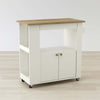 Aston 33.5-inch kitchen cart with pull-out extension table and dual-door cabinet