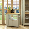Lifestyle image of Astor kitchen cart styled in home kitchen with accessories