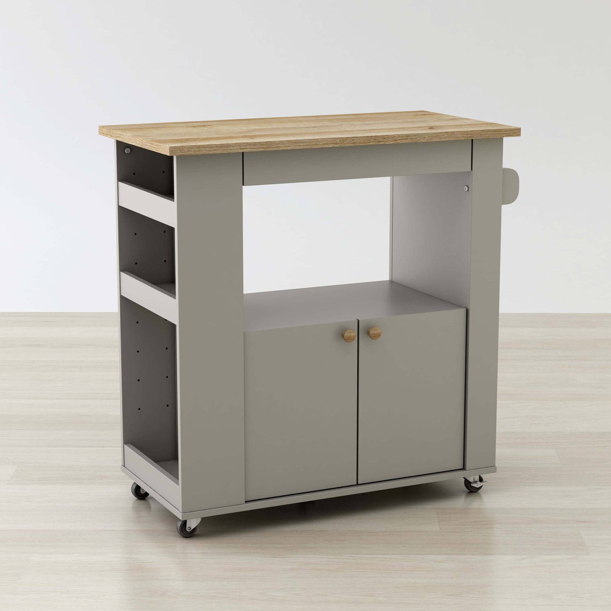 Modern kitchen cart with engineered wood construction and multifunctional storage