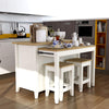 Kitchen island cabinet with locking extension leaf for expanded prep and dining space