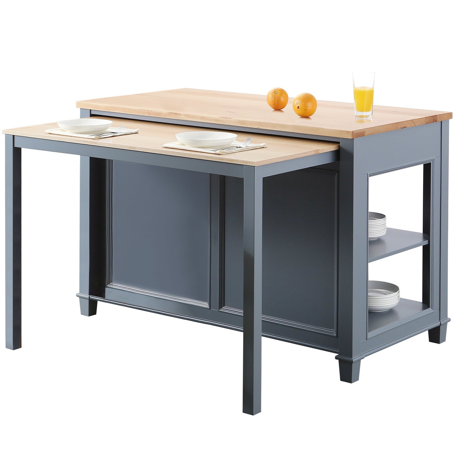 Medley 54" Kitchen Island With Slide Out Table in Gray