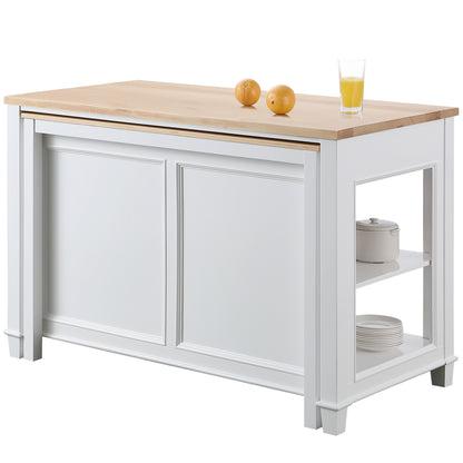 Medley 54" Kitchen Island With Slide Out Table in White