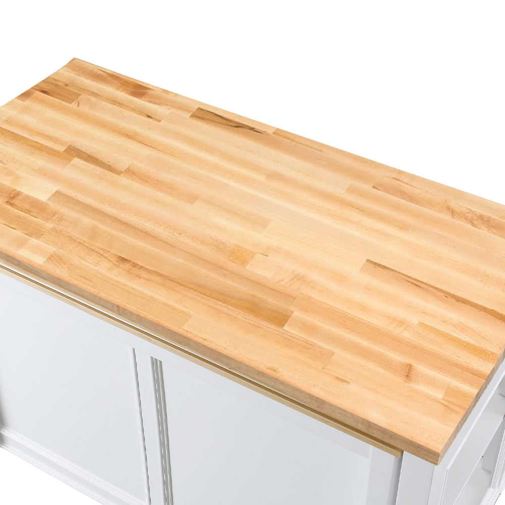 Medley 54" Kitchen Island With Slide Out Table in White