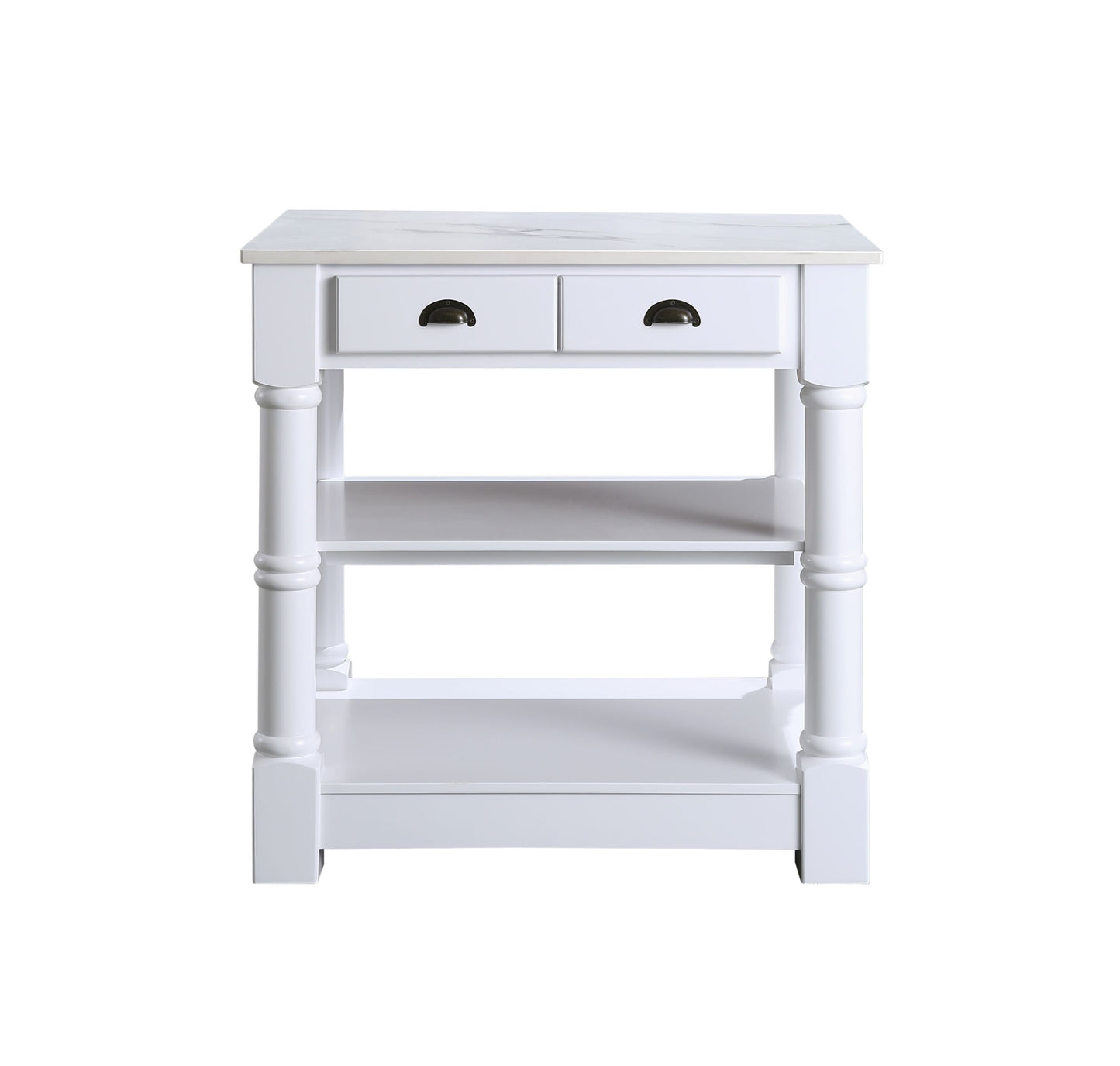 Monterey 36 " Kitchen Island With Sintered Stone Countertop in White - kitchen island front view 