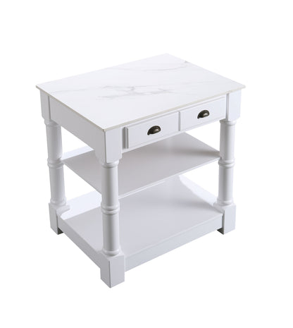 Monterey 36 " Kitchen Island With Sintered Stone Countertop in White - kitchen island front view 