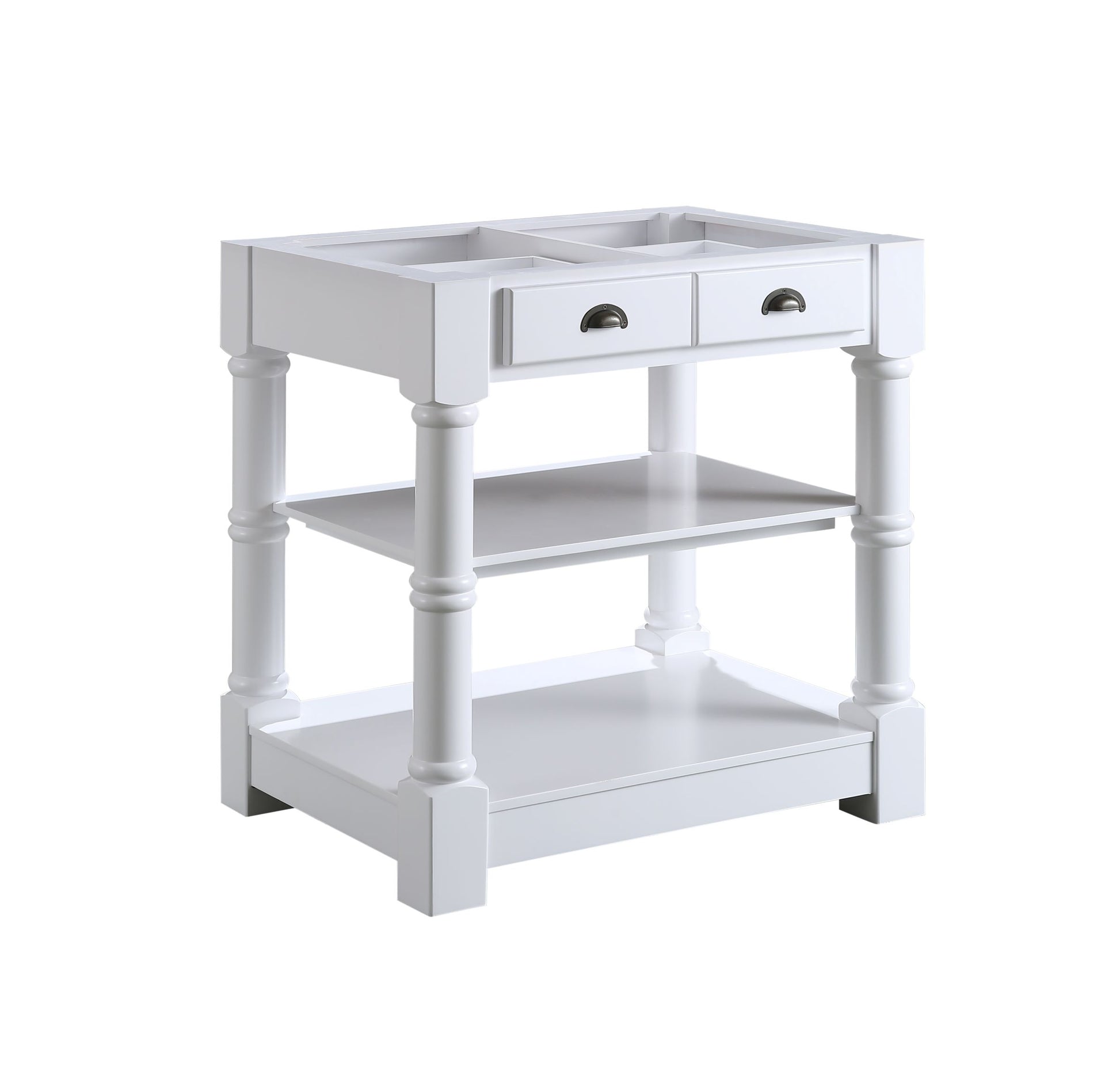 Monterey 36 " Kitchen Island With Sintered Stone Countertop in White - kitchen island front view 