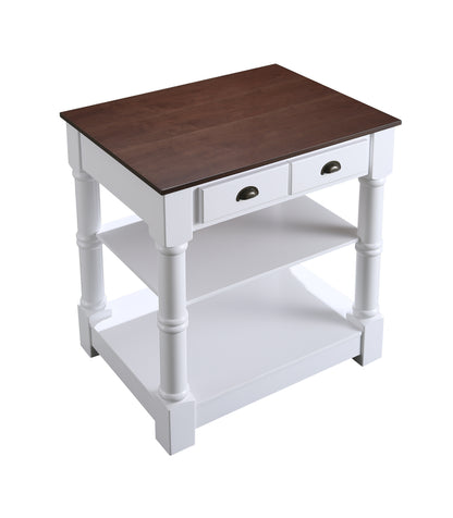 Monterey 36" Kitchen Island With Dark Walnut Veneered Wood Countertop in White