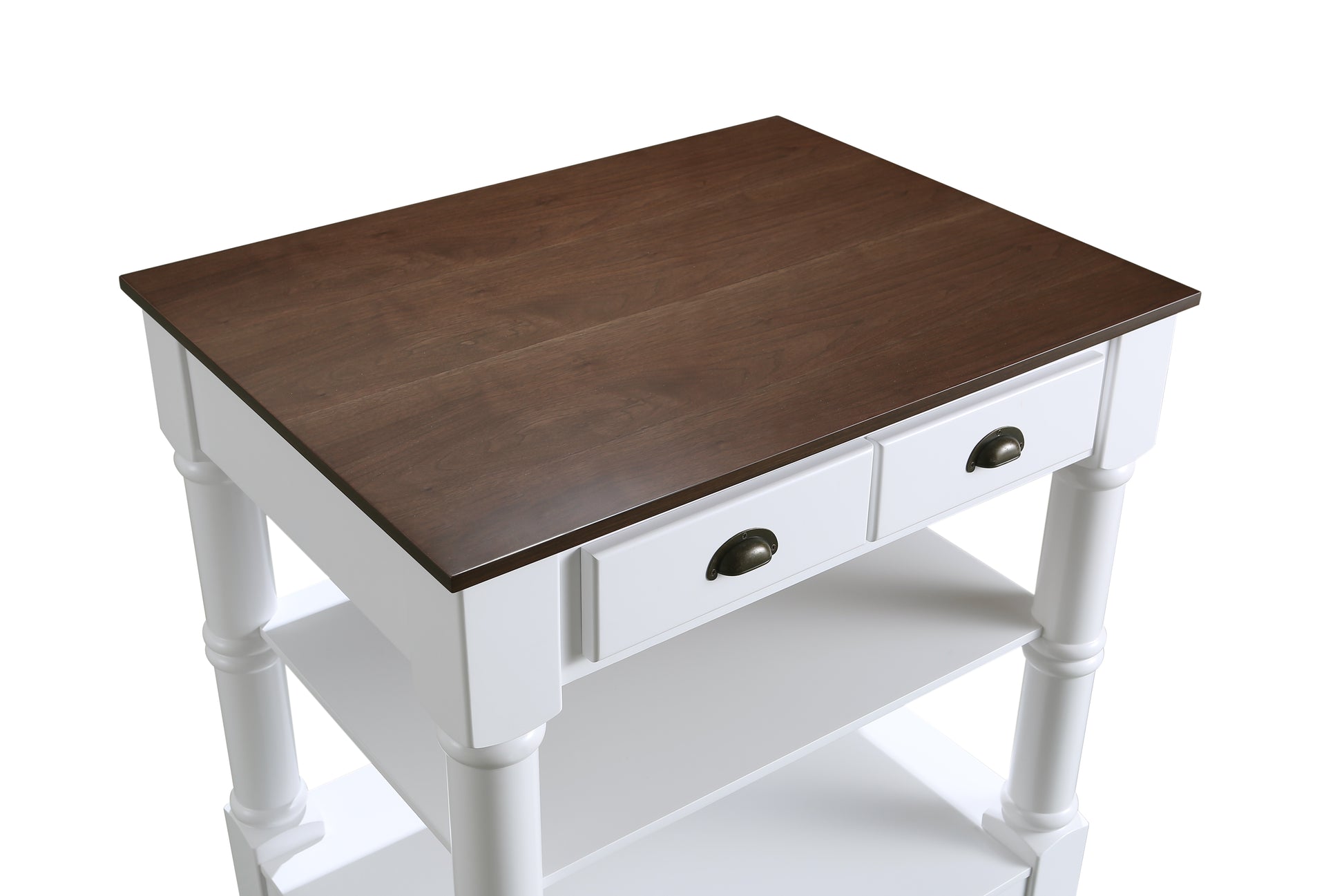 Monterey 36" Kitchen Island With Dark Walnut Veneered Wood Countertop in White