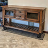 58" Rustic Brown Rolling Kitchen Cart With Storage