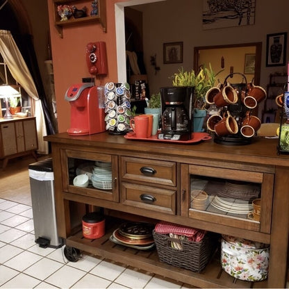 58" Rustic Brown Rolling Kitchen Cart With Storage