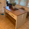 Bessie White And Brown Two Tone Wooden Kitchen Island With 3 Drawers