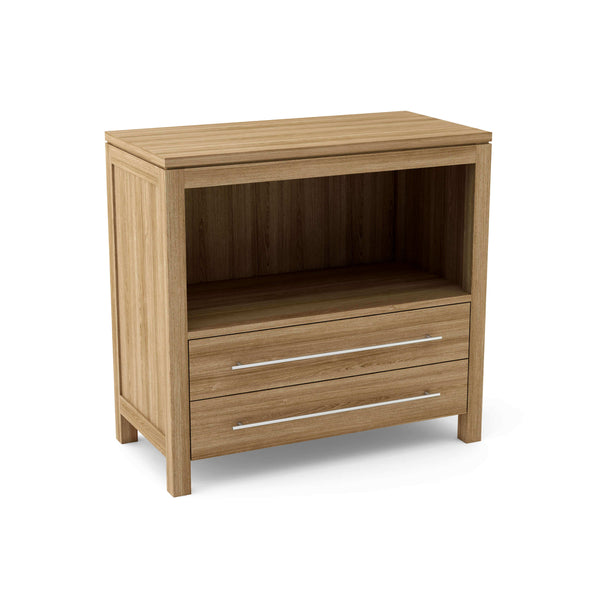 Palermo outdoor cabinet crafted from unfinished premium-grade teak with stainless steel handles