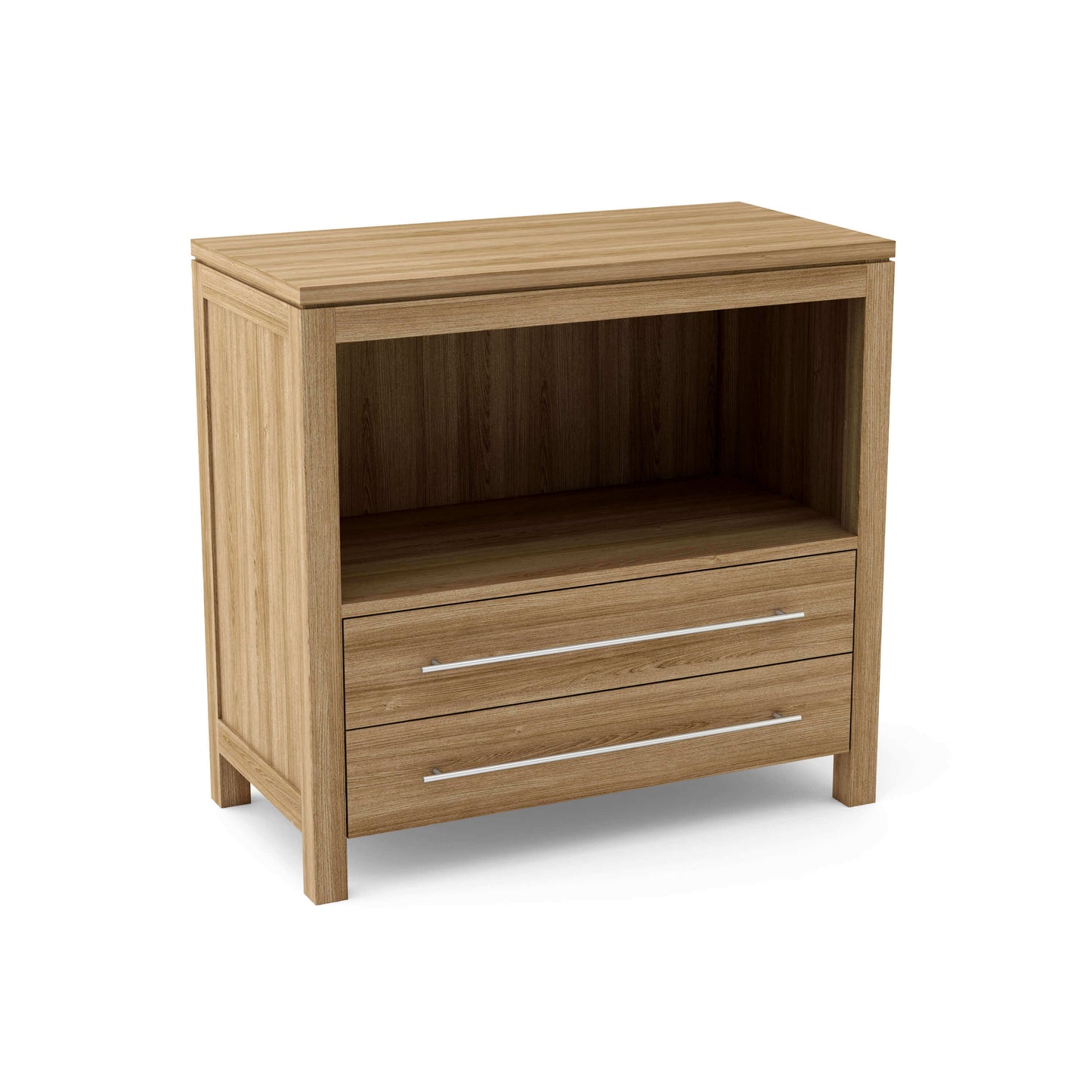 Palermo outdoor cabinet crafted from unfinished premium-grade teak with stainless steel handles