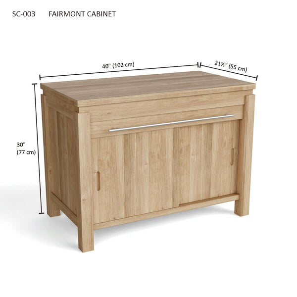Fairmont outdoor cabinet made from unfinished premium-grade teak with stainless steel handles
