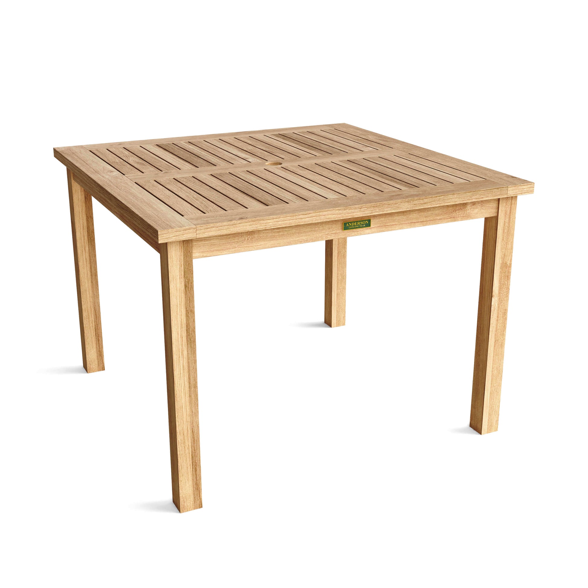 Bahama 42-inch square outdoor dining table made from unfinished premium-grade teak wood