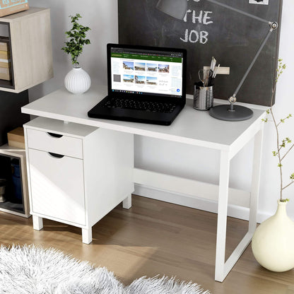 Haslev desk staged in home office with accessories