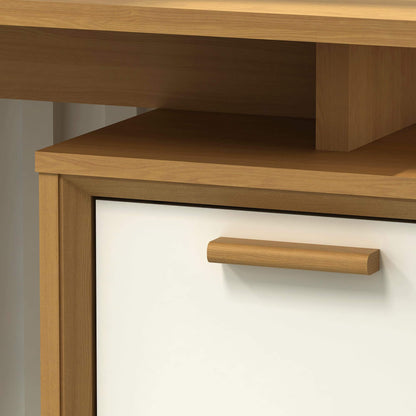 Modern writing desk in light oak with storage compartments