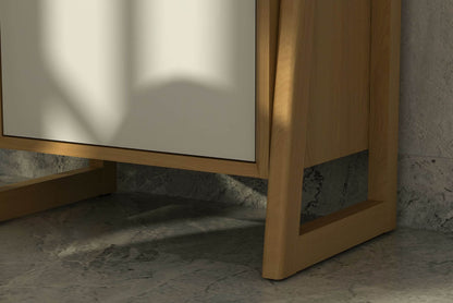 Modern writing desk in light oak with storage compartments