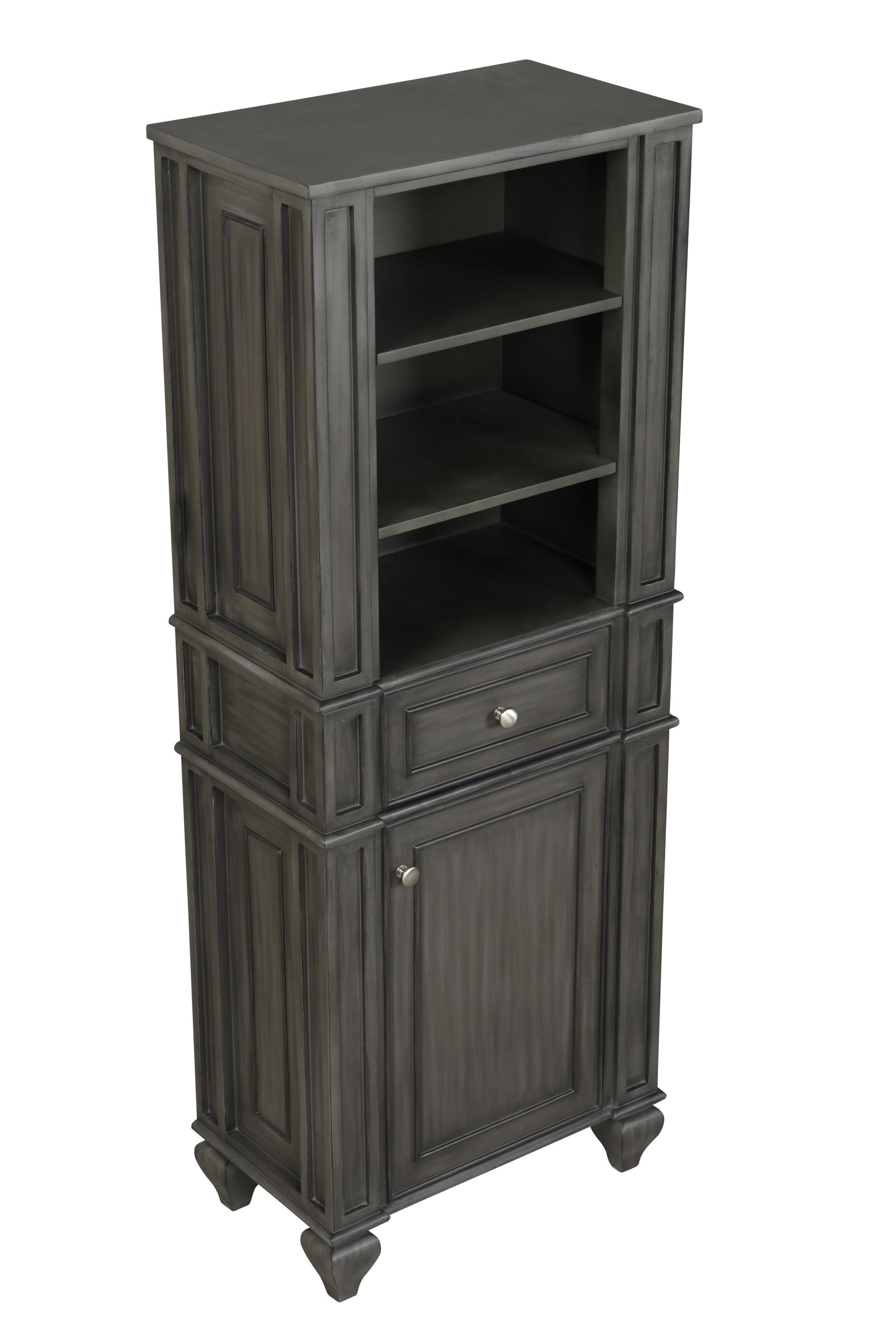 Winston 64" H X 24" W Linen Tower in Antique Gray - linen tower front view 