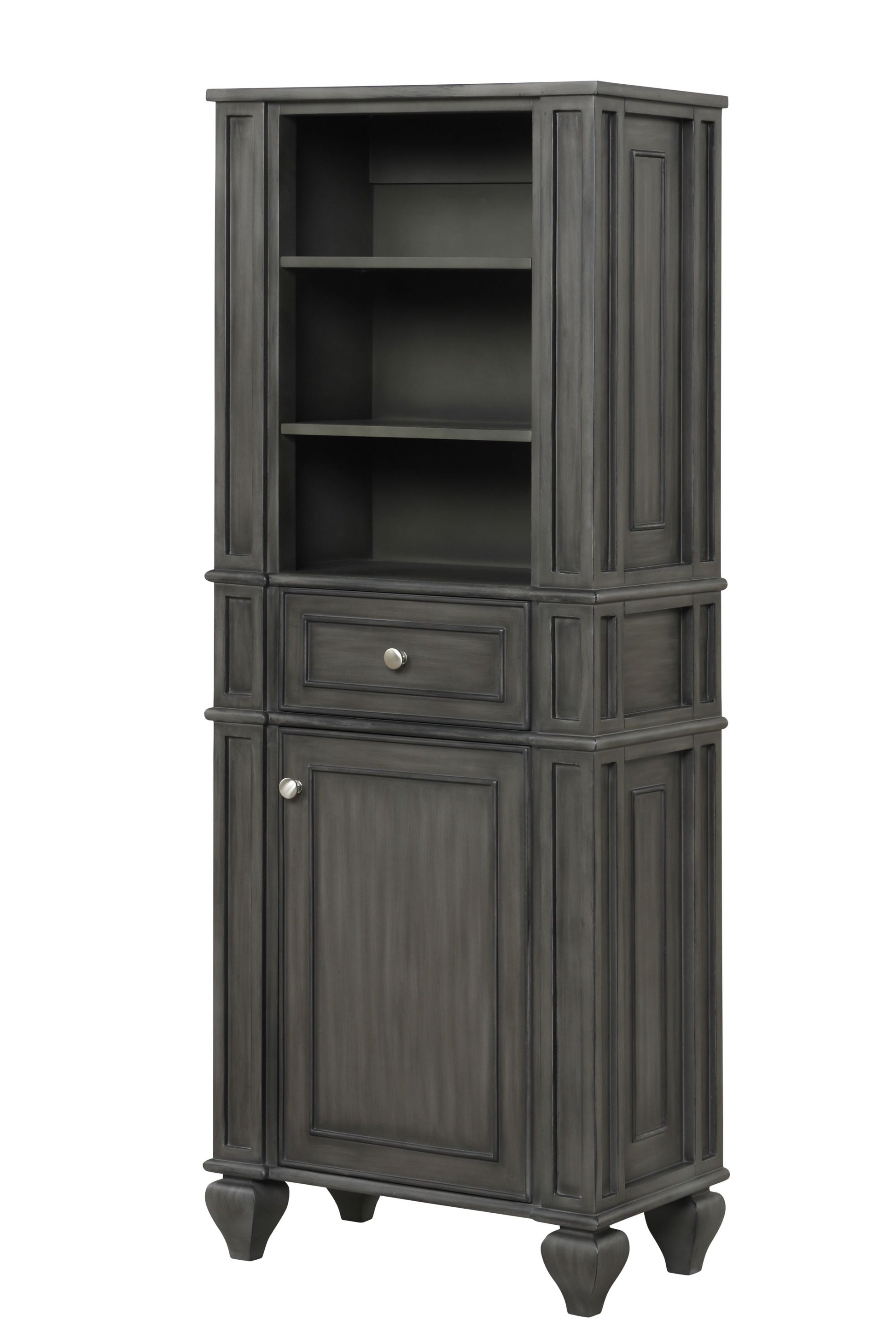 Winston 64" H X 24" W Linen Tower in Antique Gray - linen tower front view 