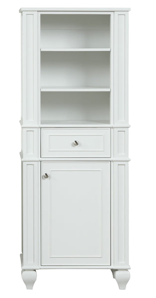 Winston 64" H X 24" W Linen Tower in Ivory White - linen tower front view 