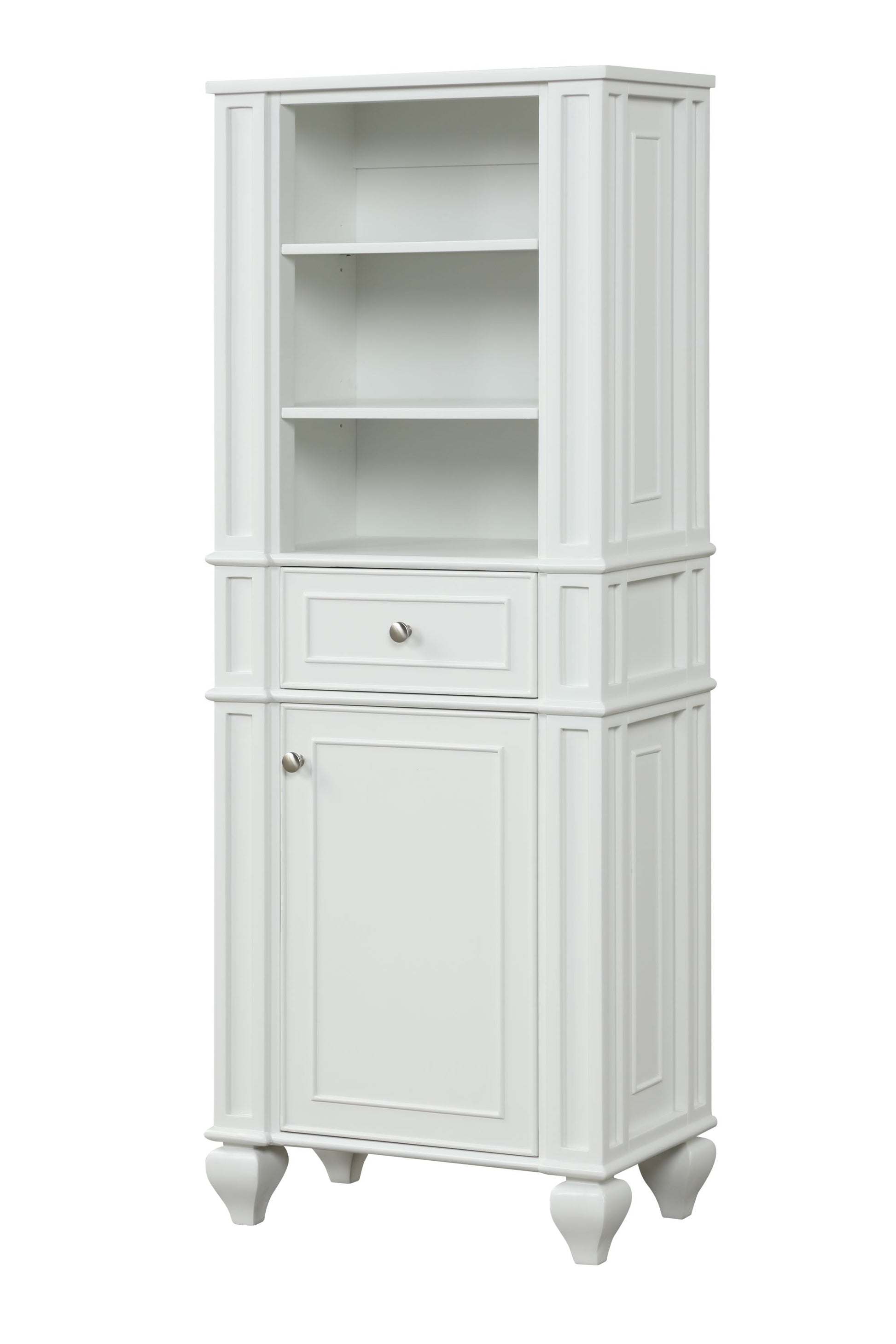 Winston 64" H X 24" W Linen Tower in Ivory White - linen tower front view 