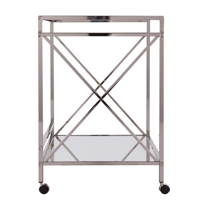 Maxton Silver Bar Cart - bar cart side view 