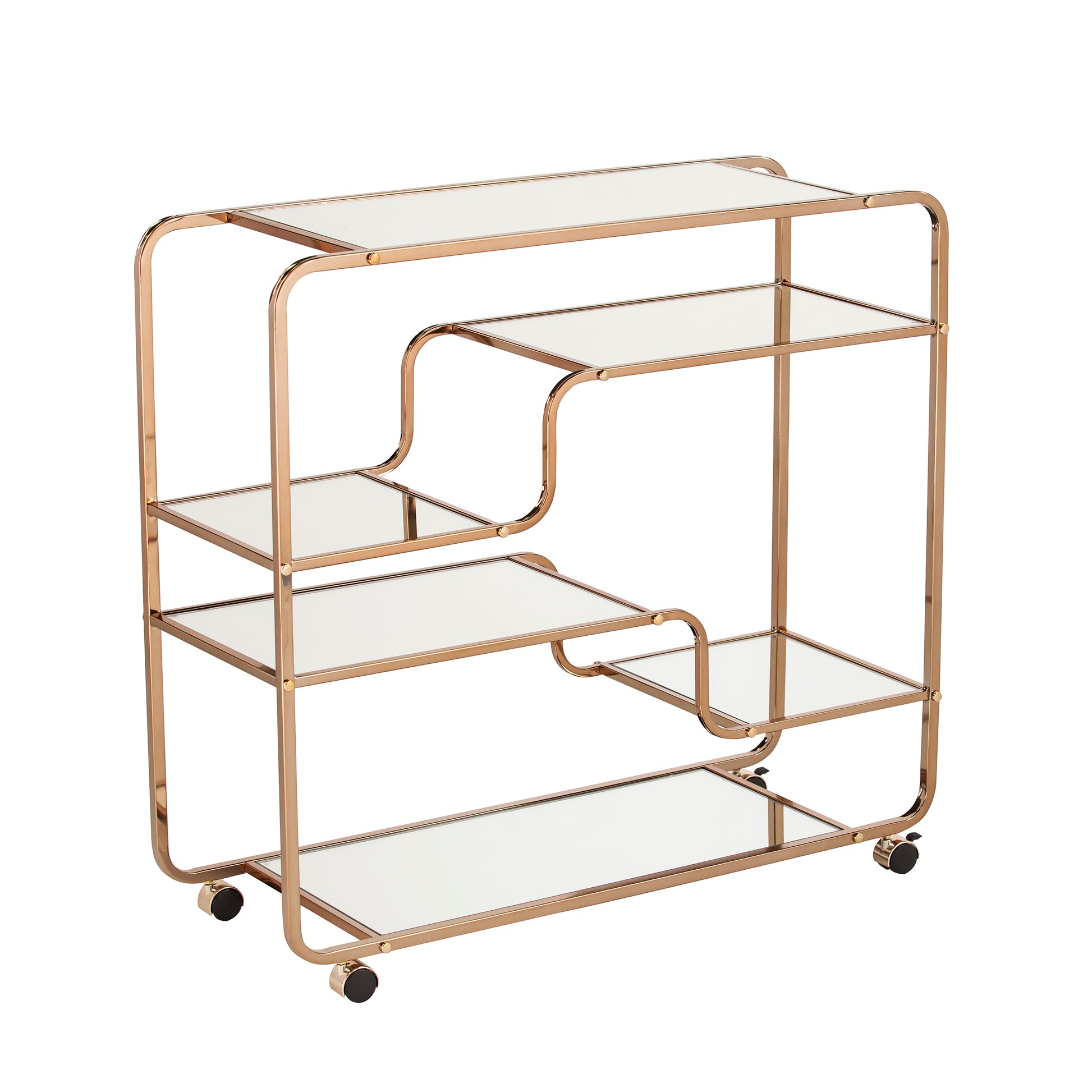 Maylynn Art Deco Mirrored Bar Cart - bar cart at an angle 