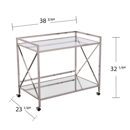 Maxton Silver Bar Cart - bar cart with measurements 