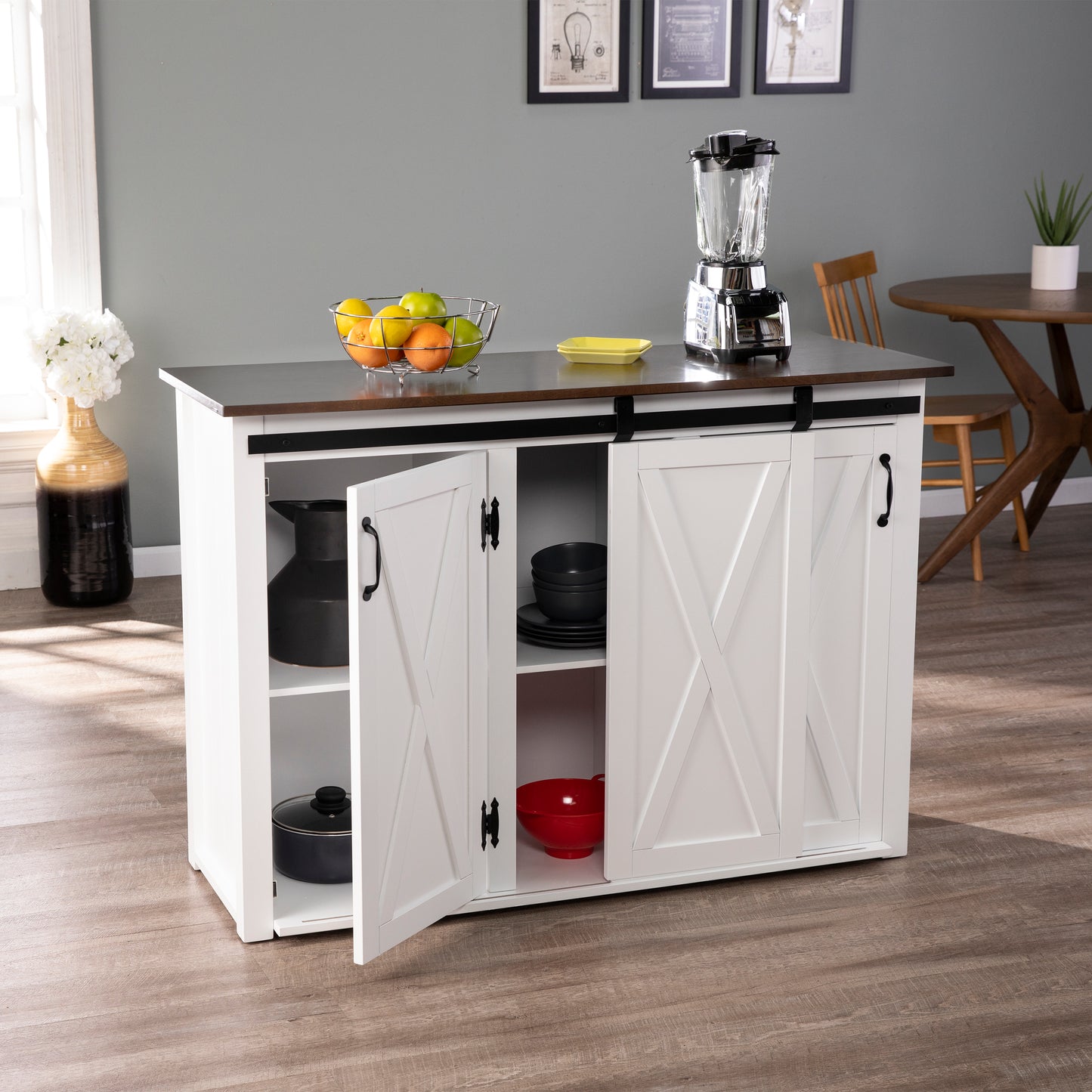 Leshire Barn-Door Kitchen Island