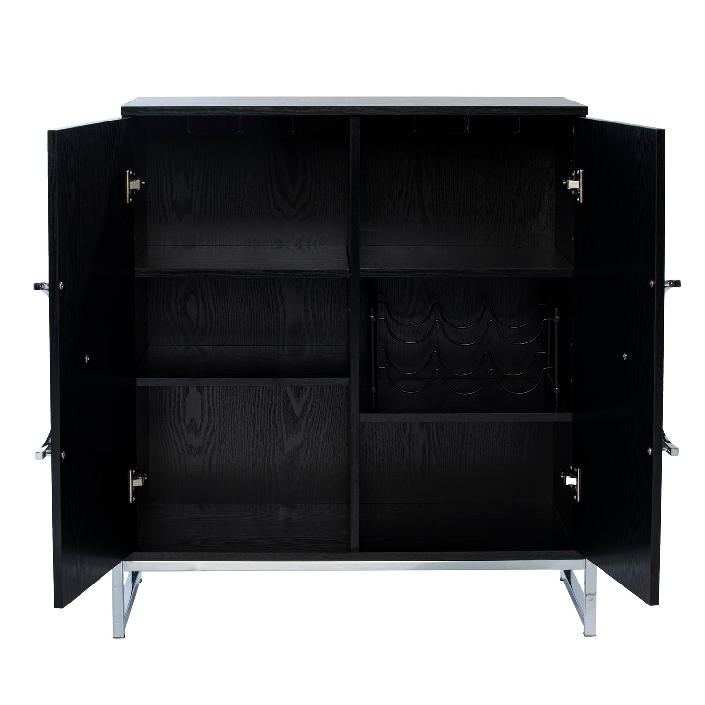 Pierton Double-Door Bar Cabinet - bar cabinet front view with opened doors