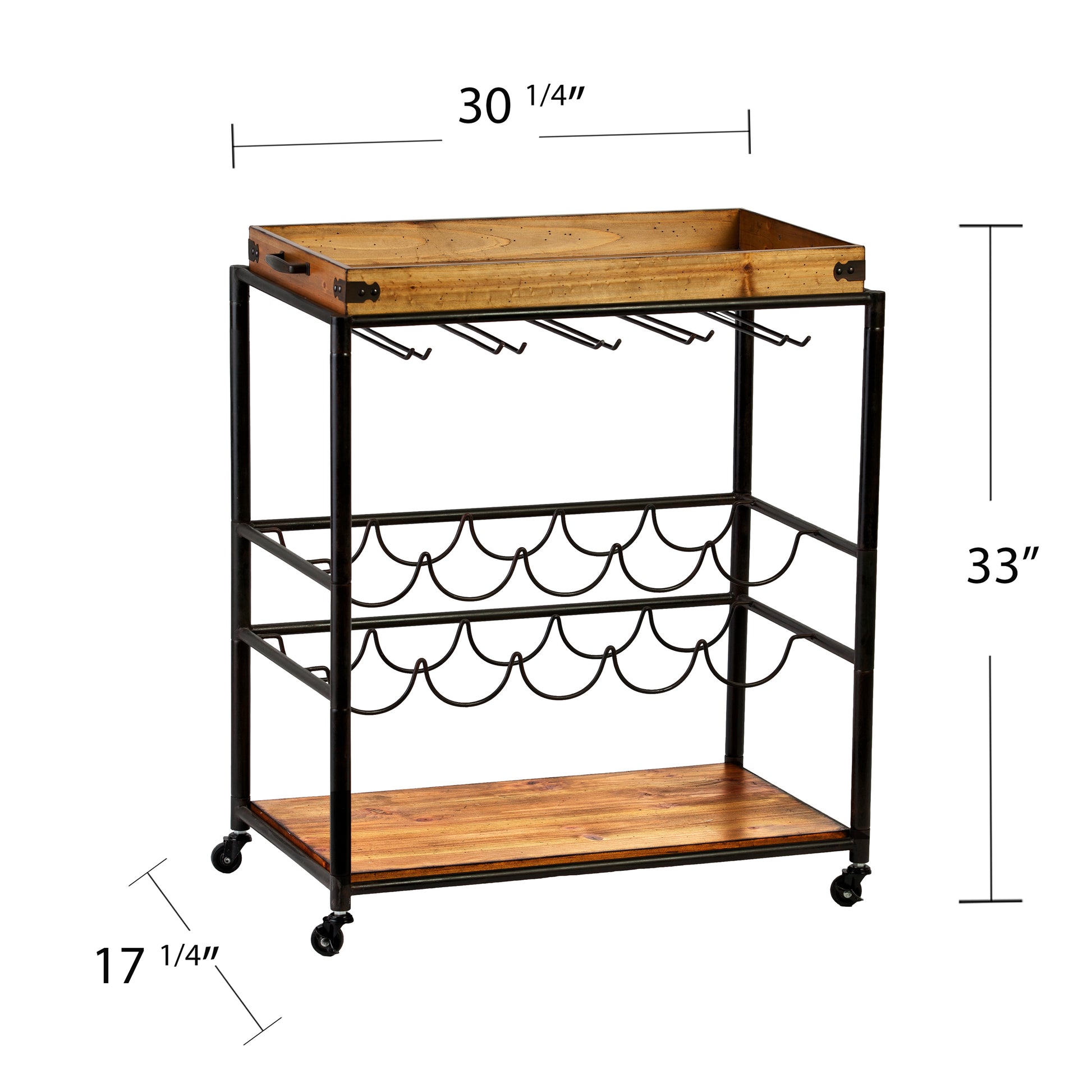 Mayson Bar Cart - bar cart with measurements 