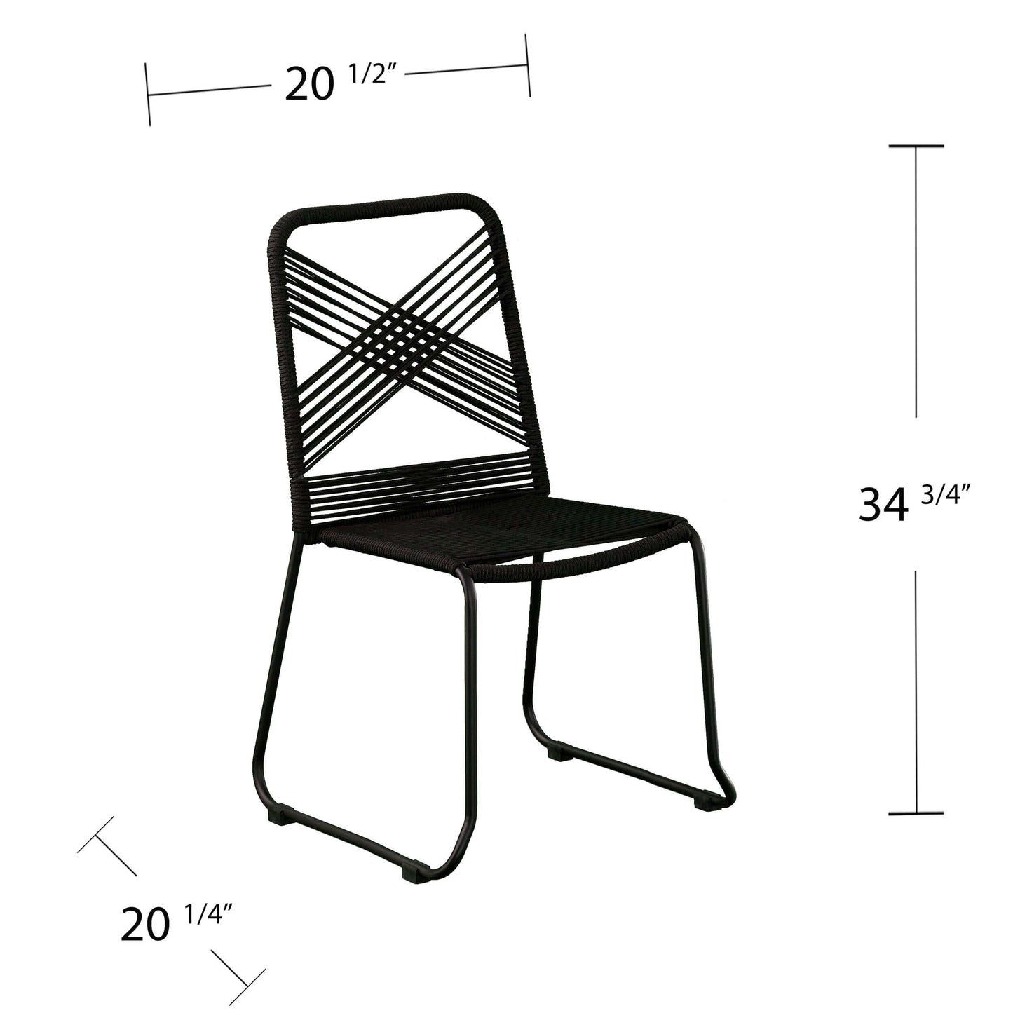 Angled view of Outdoor Rope Chairs | Holly & Martin Padko 2pc Set with dimensions