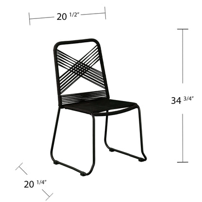 Angled view of Outdoor Rope Chairs | Holly & Martin Padko 2pc Set with dimensions