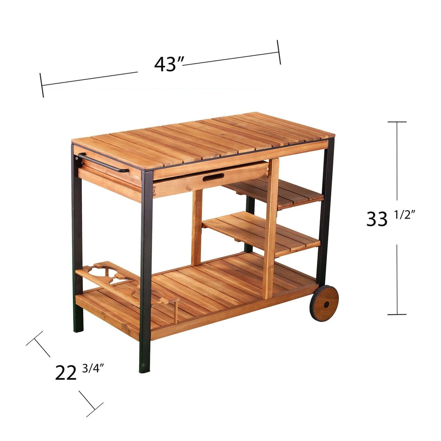 Murcott Outdoor Bar Cart - bar cart with measurements 