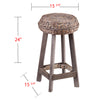 Rutina Backless Round Water Hyacinth 24" Stools 2pc Set- Weathered Gray