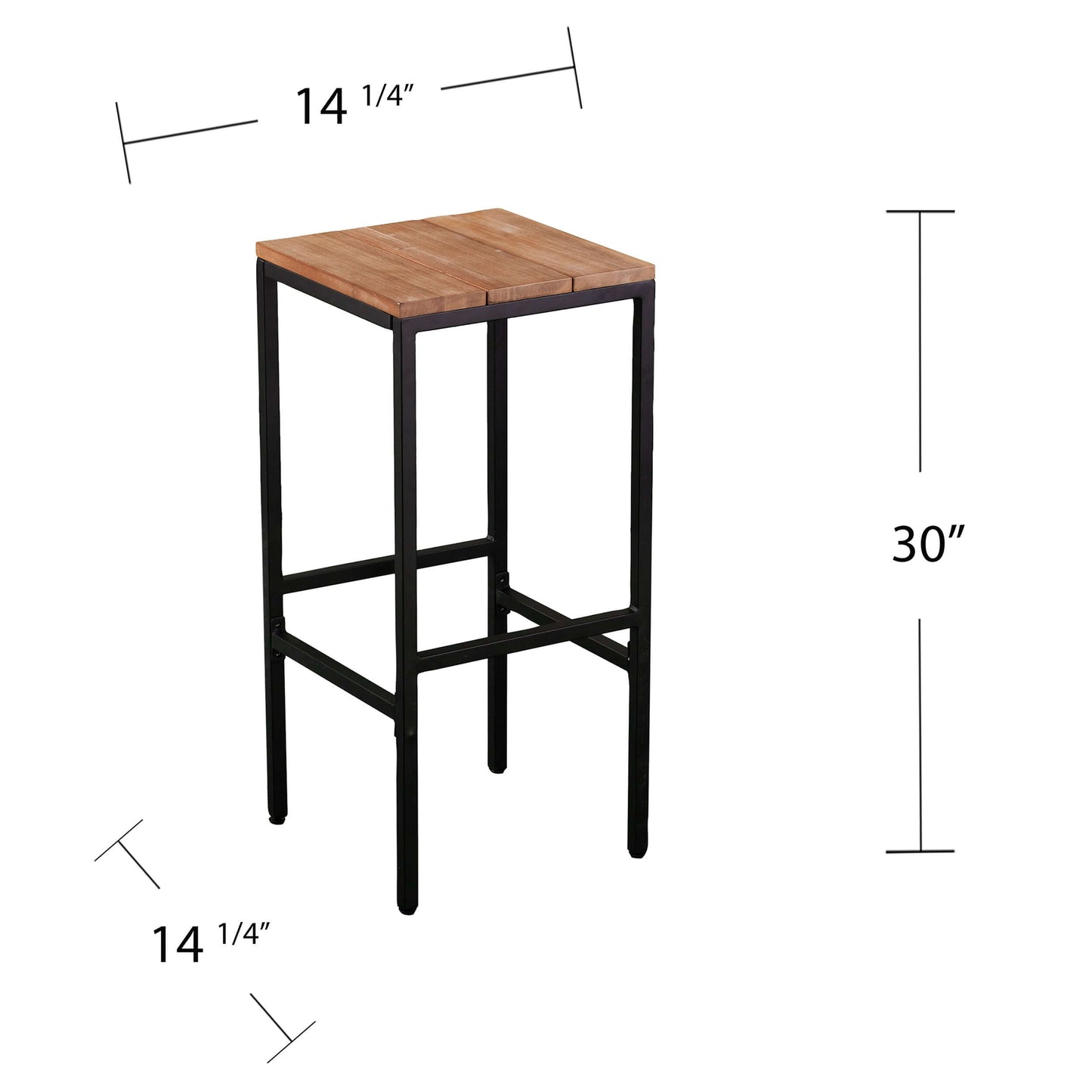 Angled view of Indoor Outdoor Counter Height Bar Stool with dimensions 