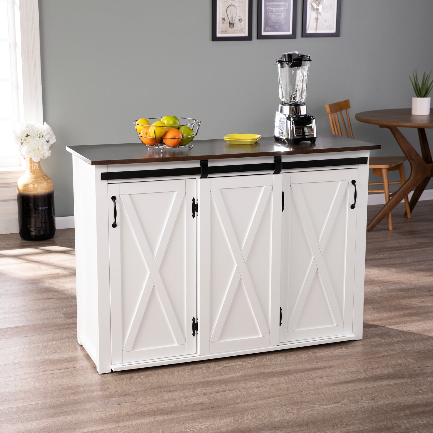 Leshire Barn-Door Kitchen Island