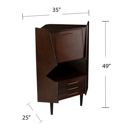 Larson Corner Bar Cabinet - Dark Tobacco - bar cabinet with measurements 