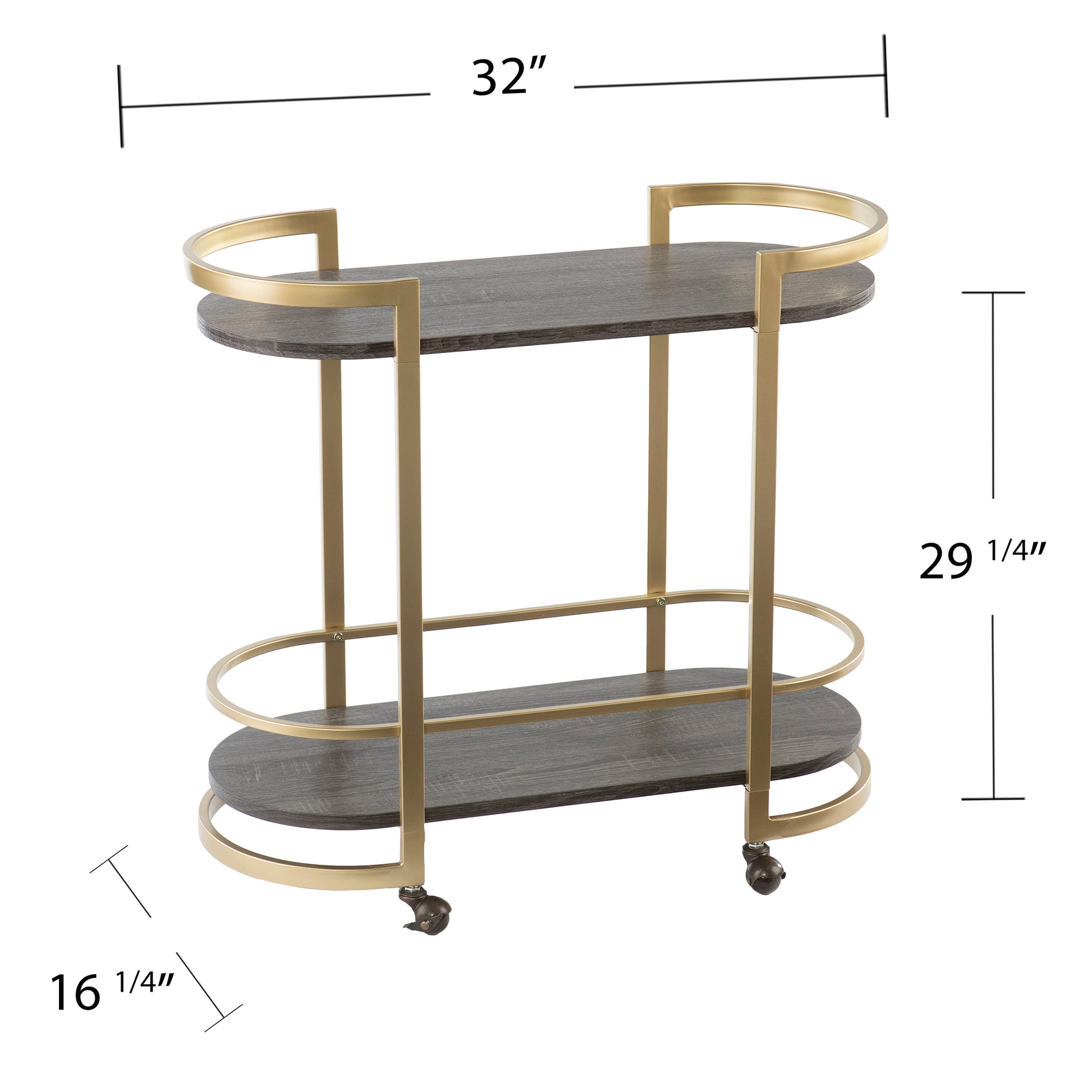 Otsento Rolling Bar Cart - bar cart with measurements 