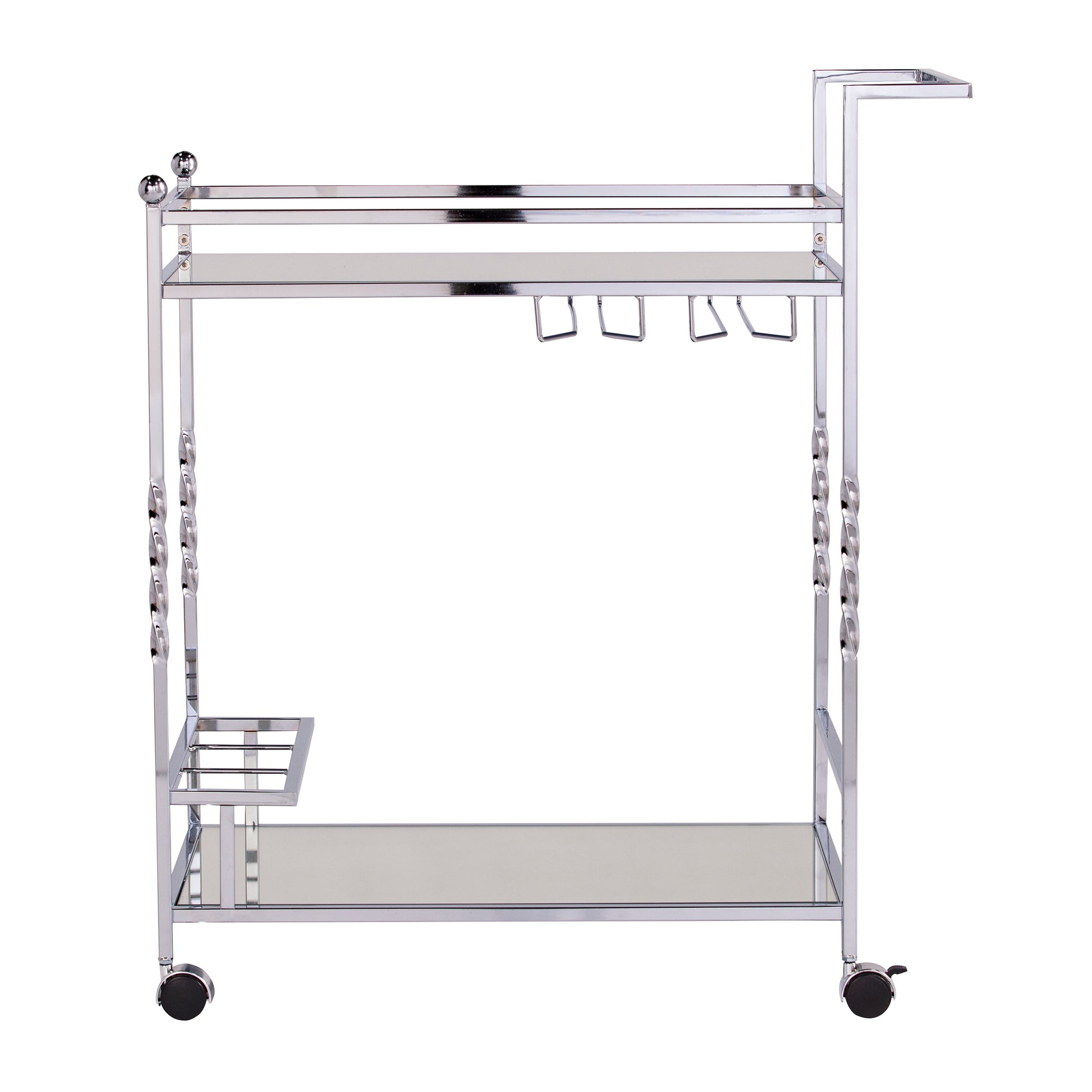 Ivers Metal Mirrored Bar Cart - Chrome - bar cart front or back view 