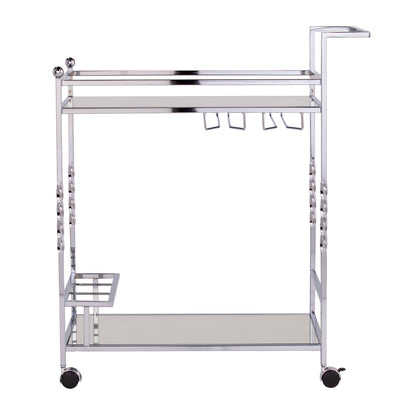 Ivers Metal Mirrored Bar Cart - Chrome - bar cart front or back view 